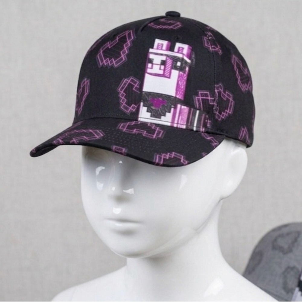 NWOT Minecraft Llama Baseball Cap Pink Pixel Hat Snap Back Girl SY